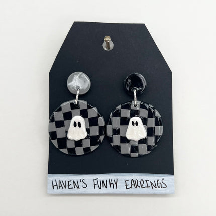 Checkered Ghost Earrings
