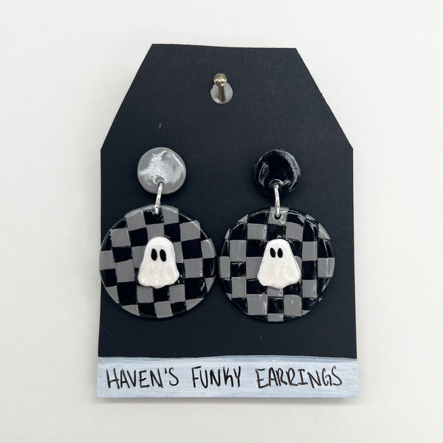 Checkered Ghost Earrings