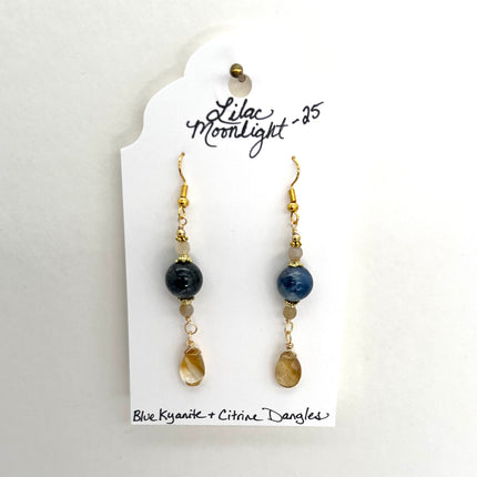 Blue Kyanite & Citrine Dangles