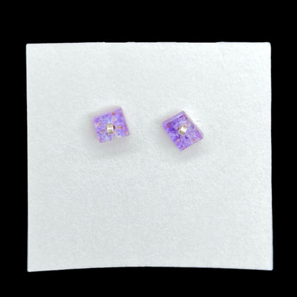 Purple Square Dot Earrings