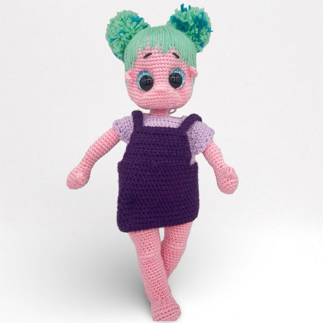 Pink Doll with Blue Hair