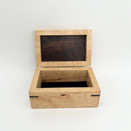 Maple Box - Hinged Walnut Lid