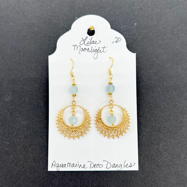 Aquamarine Deco Dangles