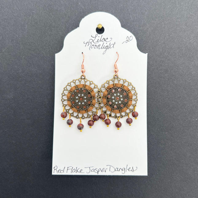 Red Flake Jasper Dangles - Round