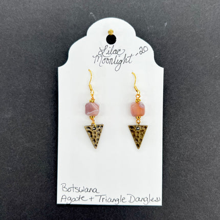 Botswana Agate & Triangle Dangles