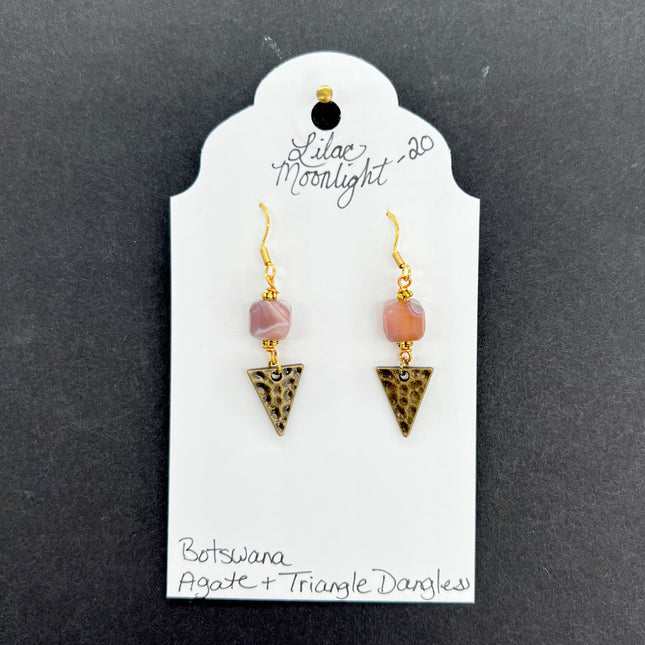 Botswana Agate & Triangle Dangles