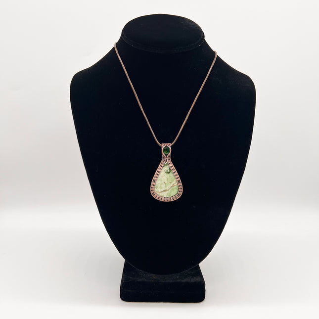 Chrome Diopside & Chrome Chyrsoprase Copper Necklace