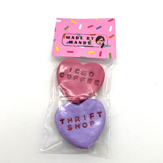 Iced Coffee & Thrift Shop Conversational Heart Magnet Set