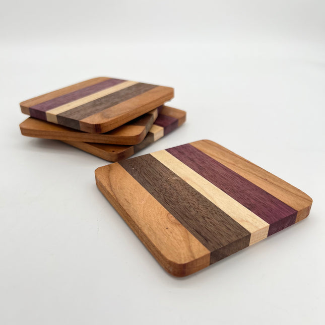 Purple Heart Wood Coaster Set