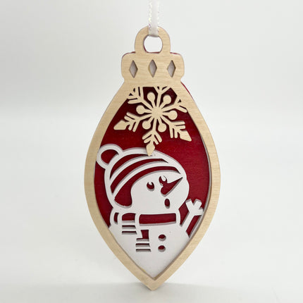 Red Snowman Bulb Ornament