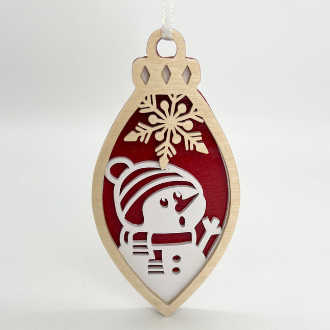 Red Snowman Bulb Ornament