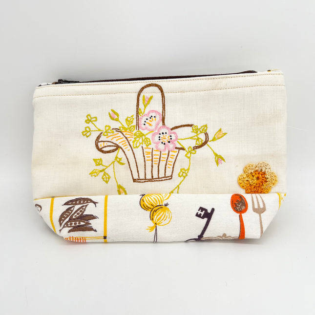 Spring Basket Vintage Linen Bag