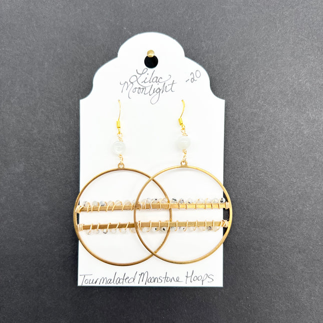 Tourmalated Moonstone Hoops