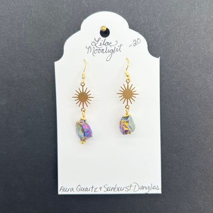 Aura Quartz & Sunburst Dangles