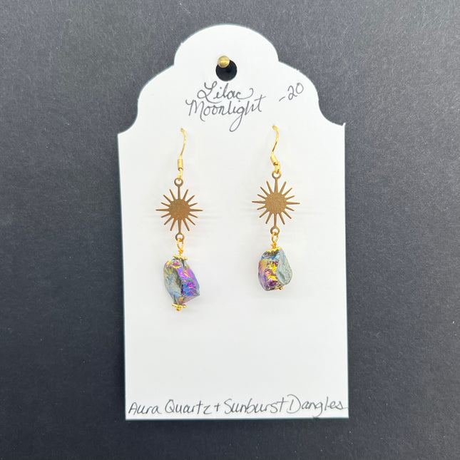 Aura Quartz & Sunburst Dangles