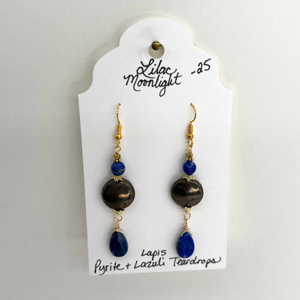 Pyrite & Lapis Lazuli Teardrops