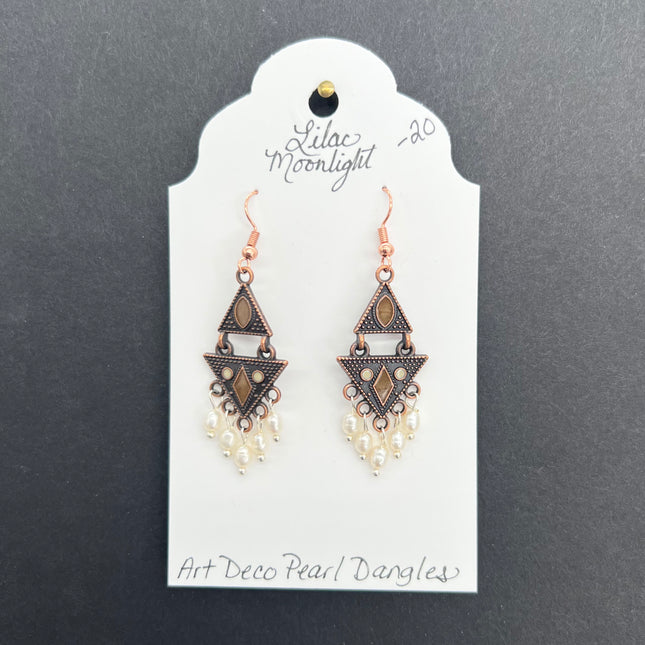 Art Deco Pearl Dangles