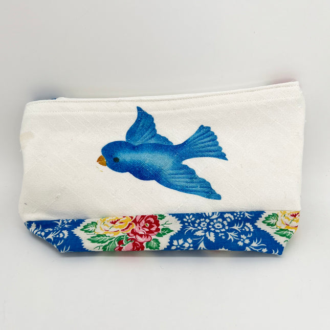 Blue Bird Vintage Linen Bag
