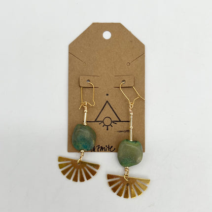 Amazonite with Fan Dangle Earrings