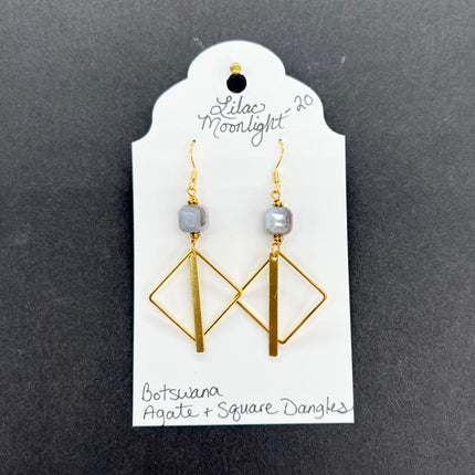 Botswana Agate & Square Dangles