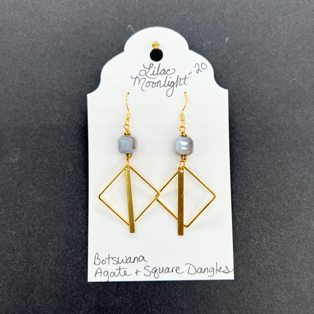 Botswana Agate & Square Dangles