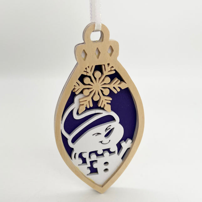 Purple Snowman Bulb Ornament