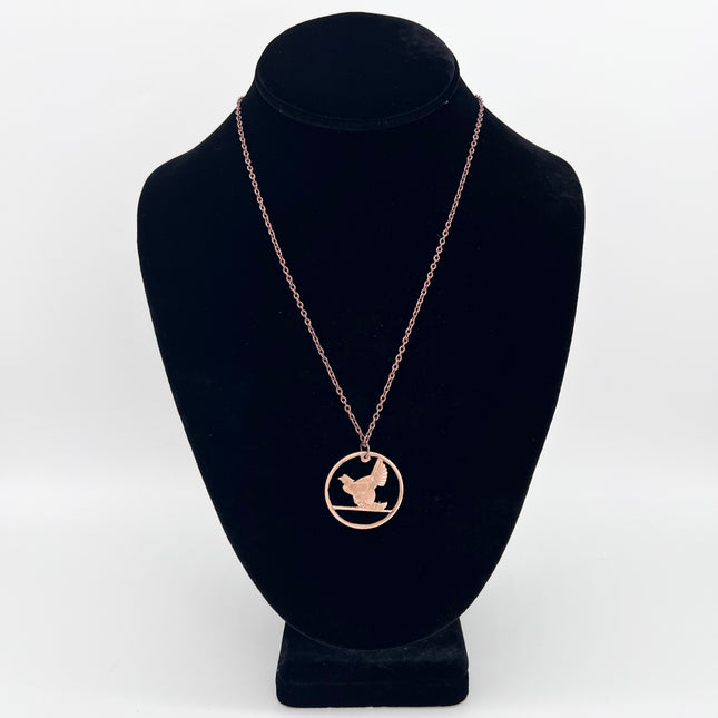 Irish Penny Cut Coin Chicken Necklace