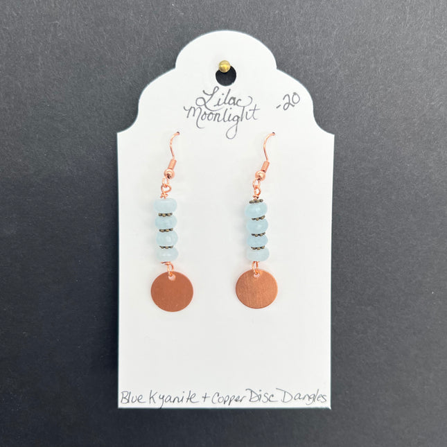 Blue Kyanite & Copper Disc Dangles