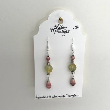 Prehnite & Rhodochrosite Dangles