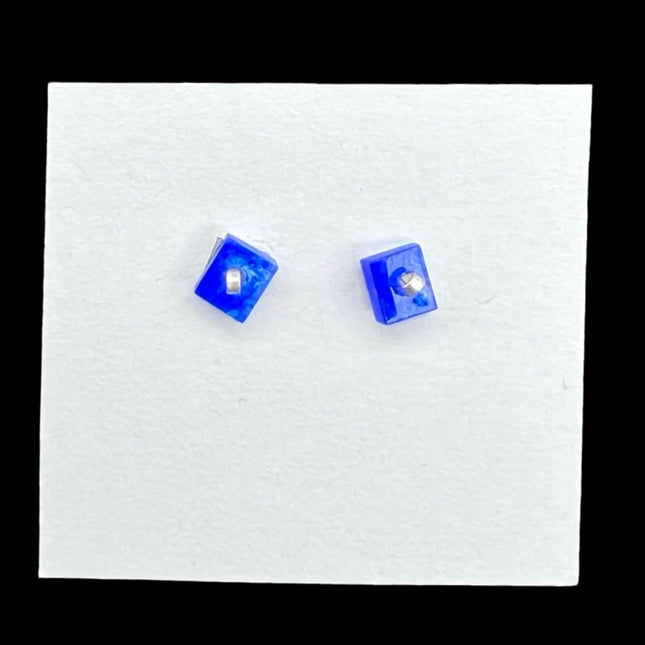 Blue Square Dot Earrings