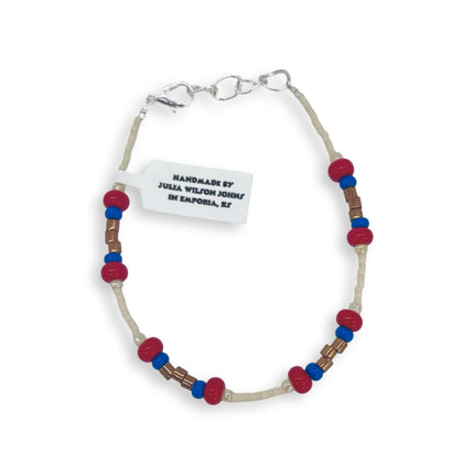 Cream with Red & Blue Clusters