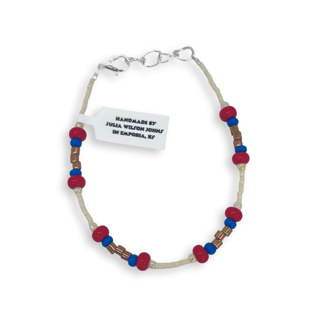 Cream with Red & Blue Clusters