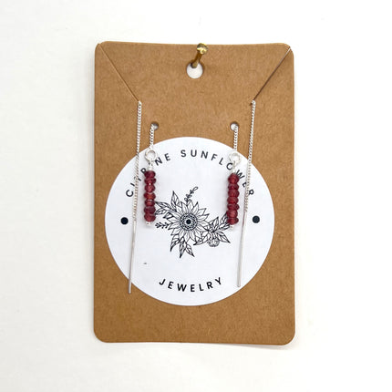 Garnet Thread Earrings
