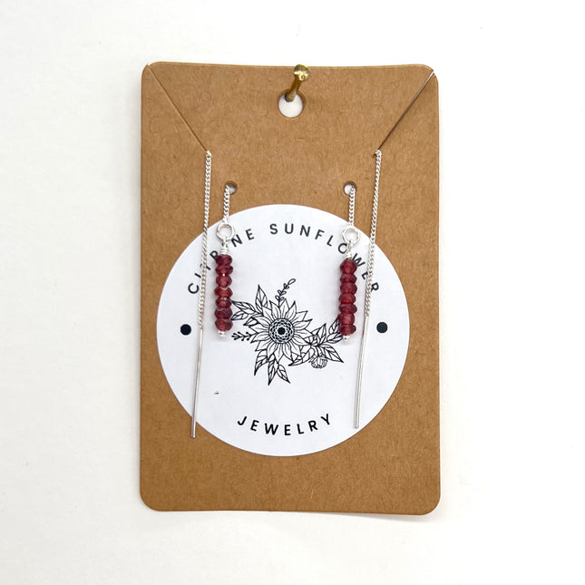 Garnet Thread Earrings