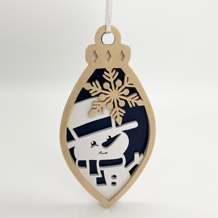 Blue Snowman Bulb Ornament