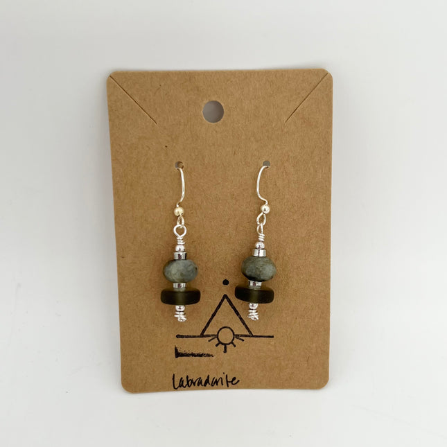 Stacked Labradorite Dangle Earrings