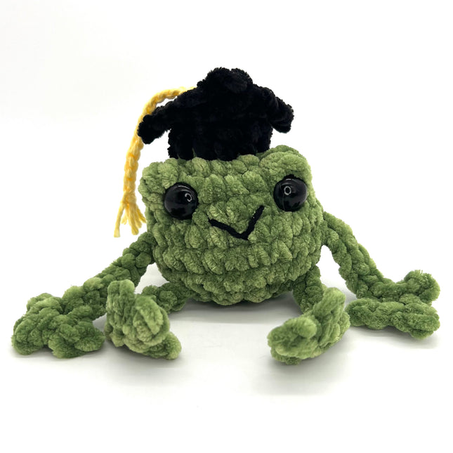 Green Frog w/ Grad Hat yellow tassel