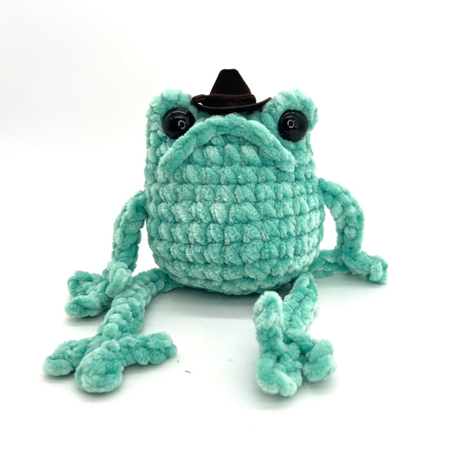 Grumpy Frog with Cowboy Hat