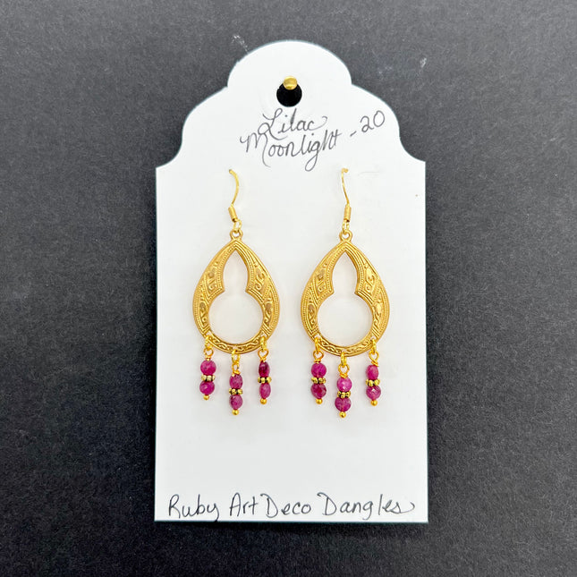 Ruby Art Deco Dangles