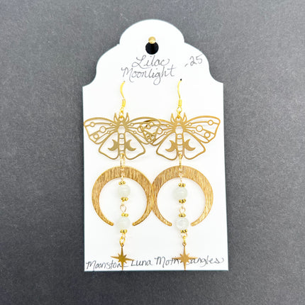 Moonstone Luna Moth Dangles