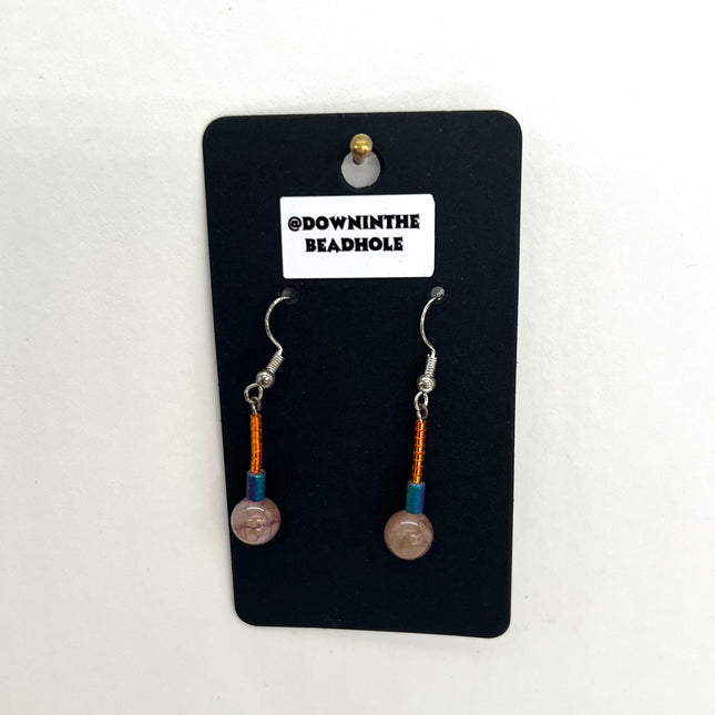 Orange, Iridescent Blue Drops