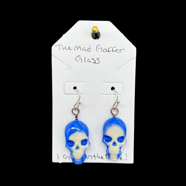 Blue Glowing Skull Earrings