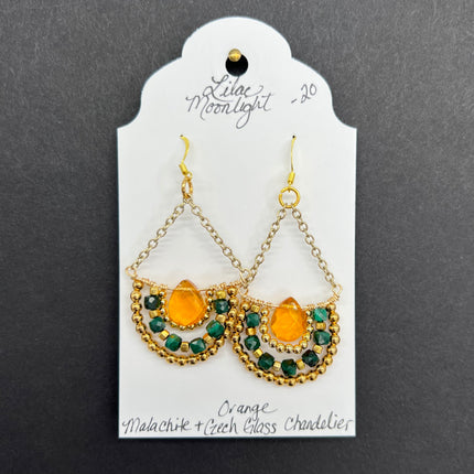 Orange Malachite & Czech Glass Chandelier