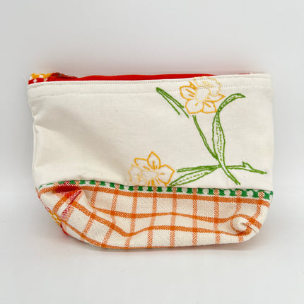 Red & Yellow Flowers Vintage Linen Bag
