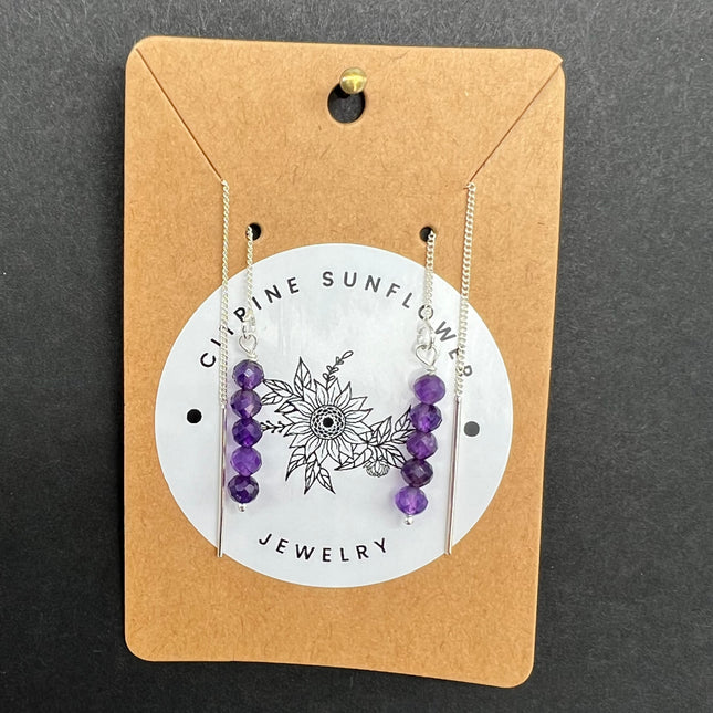 Amethyst Thread Earrings