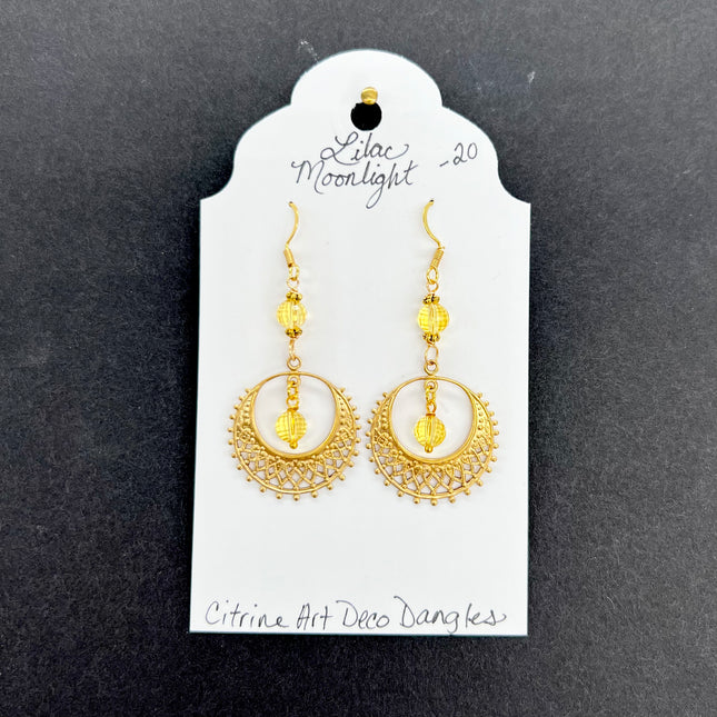 Citrine Art Deco Dangles
