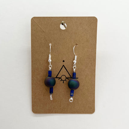 Druzy Quartz & Lapis Earrings
