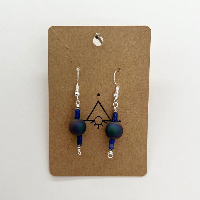 Druzy Quartz & Lapis Earrings