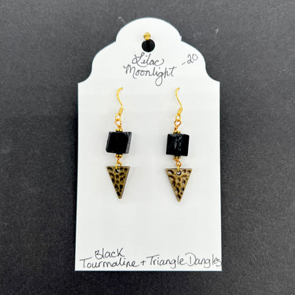 Black Tourmaline & Triangle Dangles