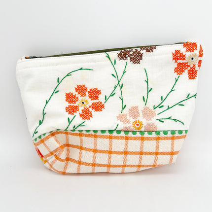 Earth Tone Flowers Vintage Linen Bag